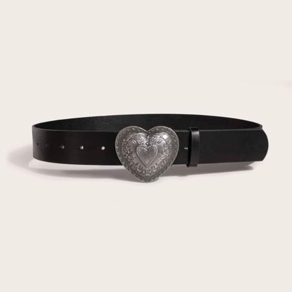 Western Heart Buckle Vegan Leather Belt - Picture 3 of 7